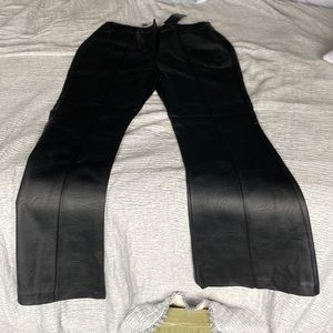Nice new leather black pants with flare bottoms